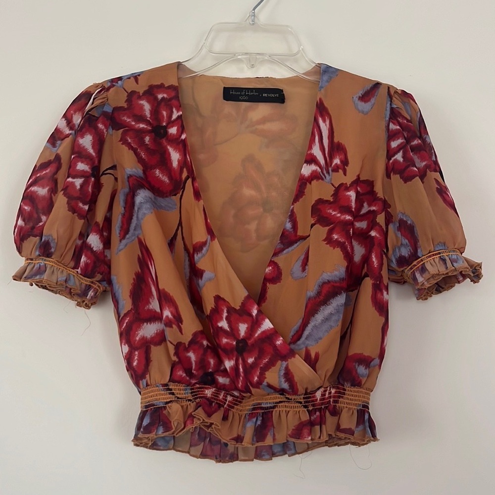 House of Harlow 1960 x Revolve Women's X Small cropped blouse Marcel Floral NWOT
